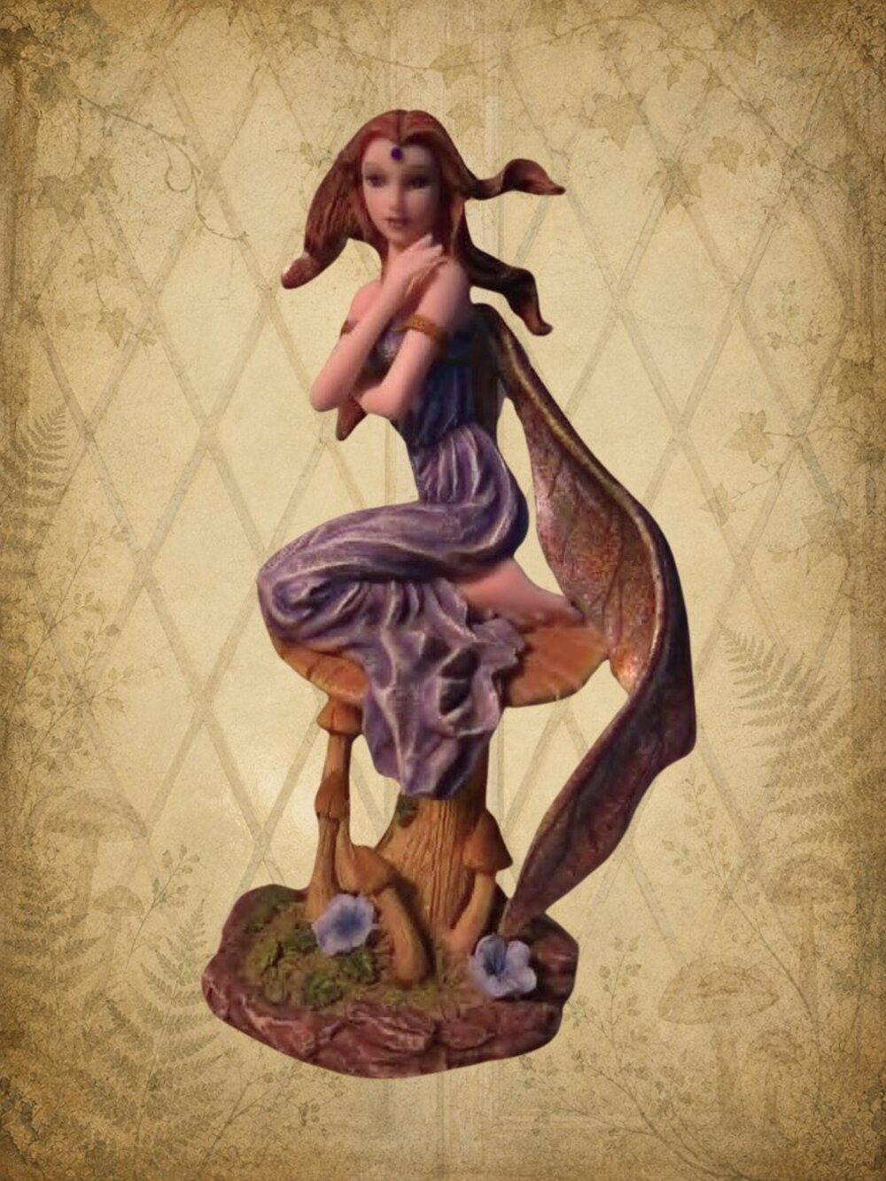 Woodland Whispers 🍃🧚‍♂️ Amy Brown "Nice" Fairy on Mushroom Figurine